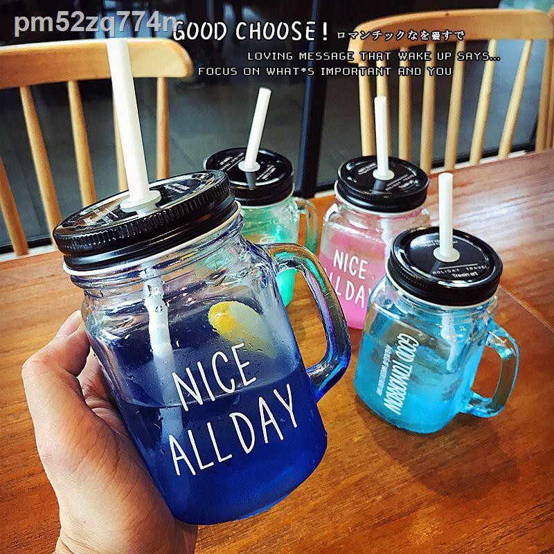 ✘✧phiên bản Hàn Quốc thủy tinh màu gradient cốc nước ép trà sữa uống lạnh ống hút nữ sinh sáng tạo dễ thươ