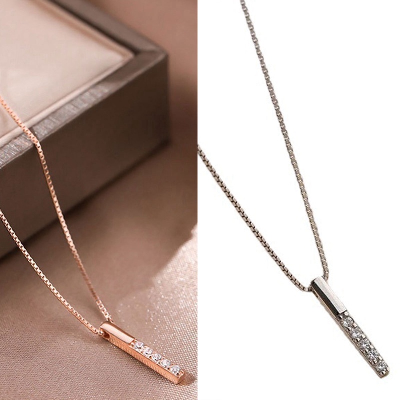 Vòng cổ Bạc Mặt Hình Học Đính Đá Zircon Màu Sắc Thanh Lịch Dành Cho Nữ