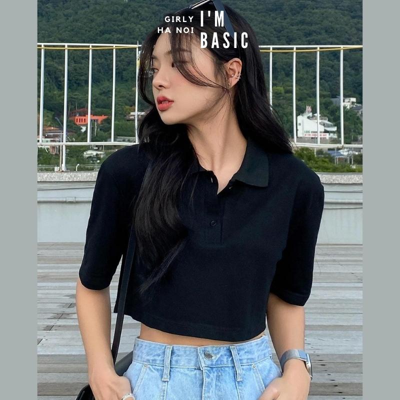 Áo Croptop Thun Nữ Cổ Polo Crt Ngắn Tay Màu Nâu Cafe Vải Cotton Co Giãn Mềm Mịn Đẹp Thoáng Mát Dễ Phối Basic Hottrend