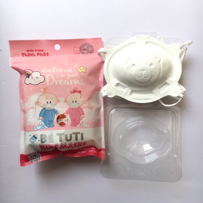 Khẩu trang gấu cho bé 6m-3y tuti thịnh phát set 3 chiếc