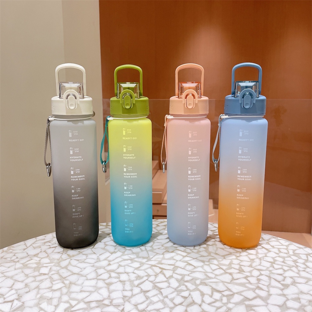 Bình nước có ống hút 1000Ml/1l Bình Đựng Nước Uống Có Ống Hút Bằng Nhựa 1 Lít Kèm Dây