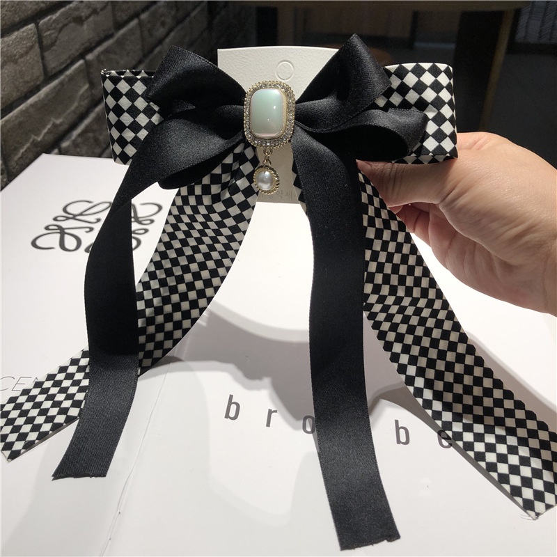 Kẹp Tóc Nơ Lớn Nhiều Lớp Họa Tiết Kẻ Ô 3D Thời Trang