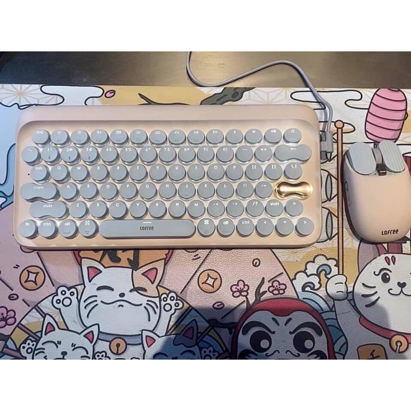 Bàn phím cơ không dây bluetooth Lofree màu trà sữa pastel chính hãng