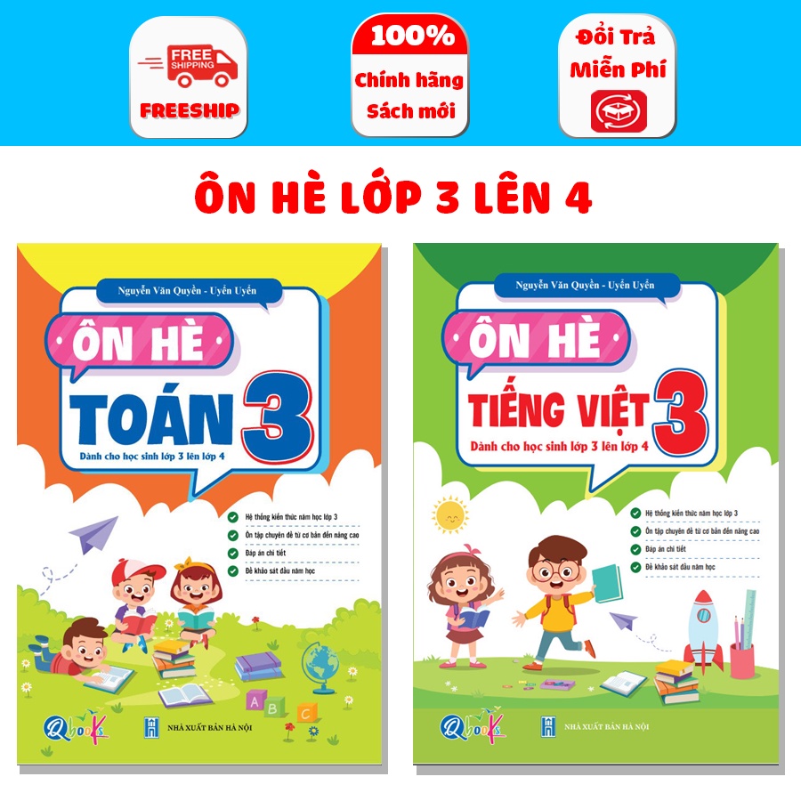 Sách - Combo Ôn Hè Toán và Tiếng Việt 3 - Dành cho học sinh lớp 3 lên lớp 4 (2 cuốn)