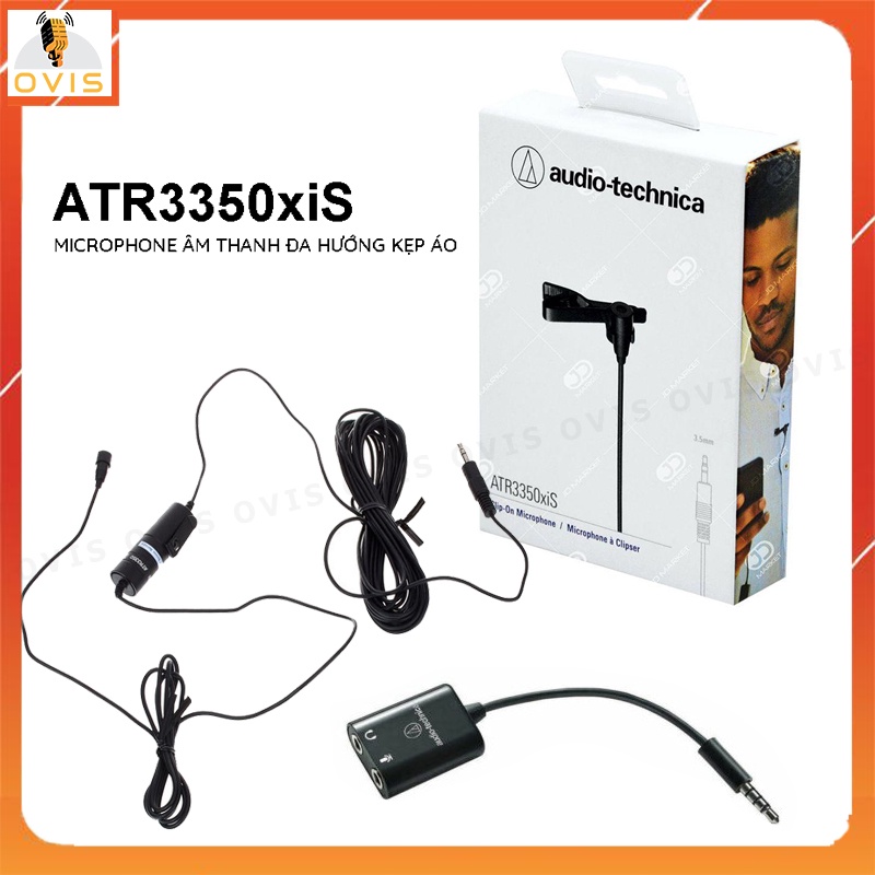 Audio Technica ATR3350XIS - Micro Cài Áo Cho Máy Ảnh, Máy Quay, Có Giắc Chuyển Cho Điện Thoại