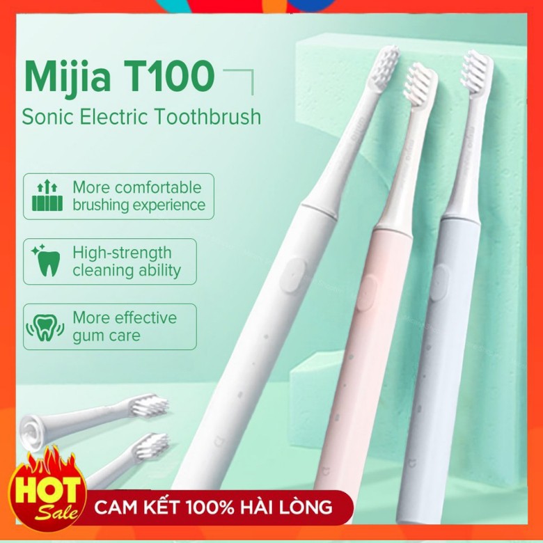 Bàn chải điện Xiaomi Mijia T100 FREESHIP Chống nước siêu nhẹ (46gr)