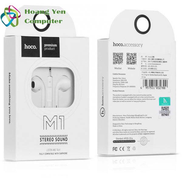 Tai Nghe Nhét Tai Hoco M1 Chính Hãng - Bảo Hành 3 Tháng | Tai Nghe IPhone