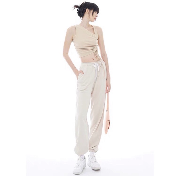 Áo croptop nữ áo kiểu dây rút chéo không tay dệt kim LUHAZO  thời trang quyến rũ mẫu mới nhất 2022 S4T1-2