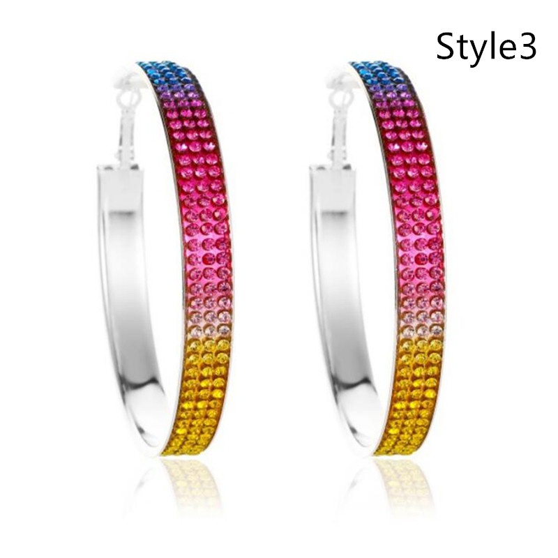 Women Temperament Color Crystal Nightclub Hipsters Full Of Diamonds Gradient jewelry Earrings