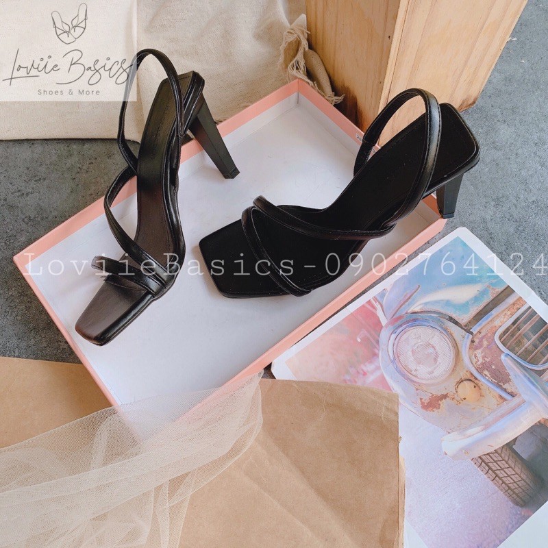 LOVIIE BASICS - SANDAL CAO GÓT 9P QUAI NGANG CHÉO ĐẾ VUÔNG 9 PHÂN - GIÀY CAO GÓT 9P QUAI NGANG 9CM DÂY MẢNH G201011 | BigBuy360 - bigbuy360.vn