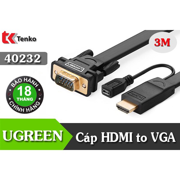 Cáp Chuyển Đổi HDMI To VGA 3M Ugreen 40232