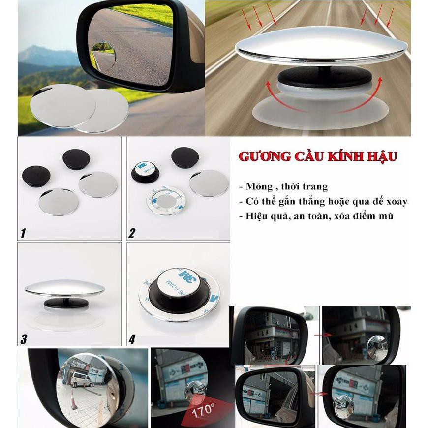 (LOẠI XỊN DÍNH 3M) Bộ 2 gương cầu lồi xoay 360 cao cấp cho ô tô - Sz633