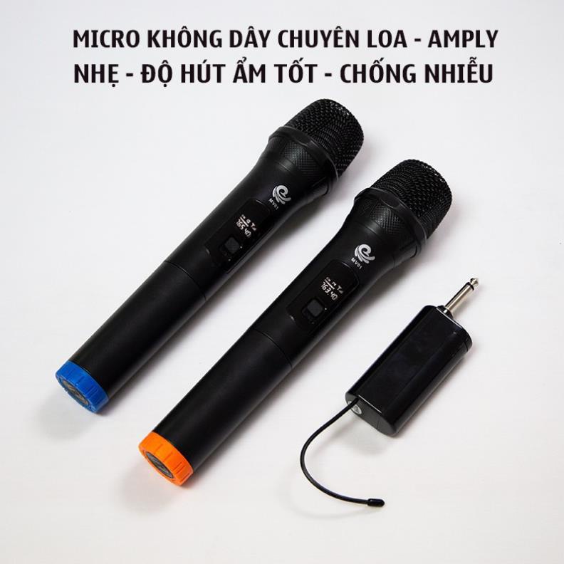 Micro Không Dây, Micro đôi Hát Karaoke MV01, Chuyên Dành Cho Mọi Loa Kéo, Âm Ly - Tần Số 50, Hát Nhẹ Và Êm