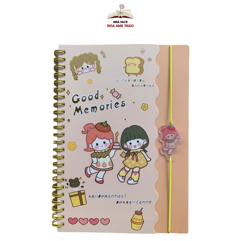 Sổ lò xo Good Memories , sổ tay ghi chép khổ A5 dòng kẻ ngang, chọn màu sắc