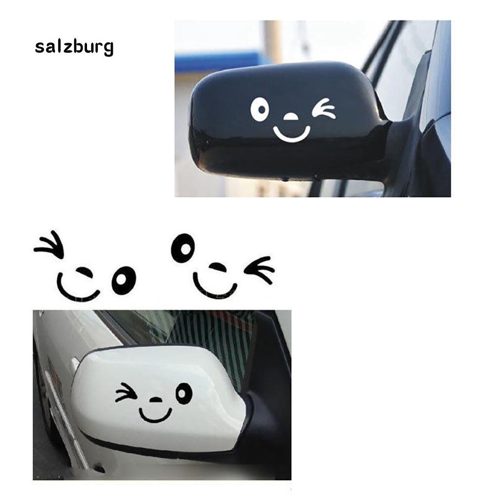 Cặp miếng dán trang trí kính chiếu hậu xe ô tô hình mặt cười đáng yêu | BigBuy360 - bigbuy360.vn