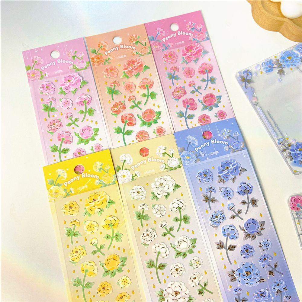 Miếng Dán Trang Trí Thẻ Hình Hoa Mẫu Đơn Nở Kiểu Hàn Quốc DIY