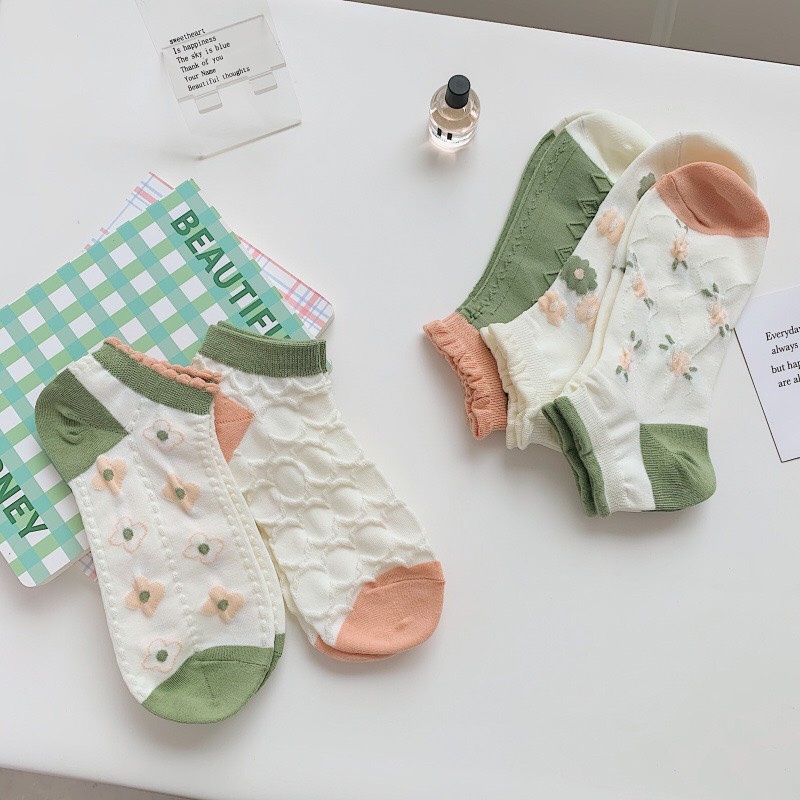 Vớ tất cổ ngắn mẫu bánh bèo ulizang thời trang nữ dành riêng cho nữ chất cotton kháng khuẩn style hàn quốc VN023
