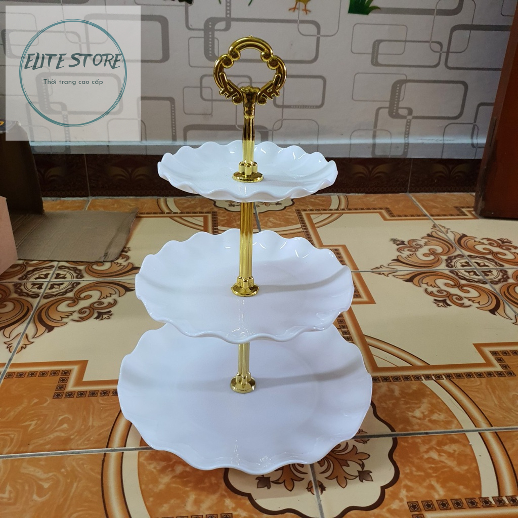 Khay Mứt 3 Tầng, Khay Đựng Bánh Kẹo Hoa Quả 3 Tầng Bằng Nhựa Cao Cấp