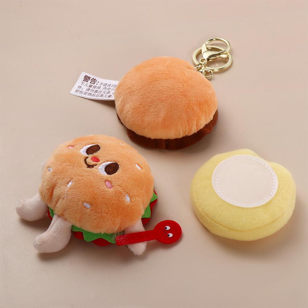 Móc Khóa Hình Bánh Hamburger Nhồi Bông Dễ Thương