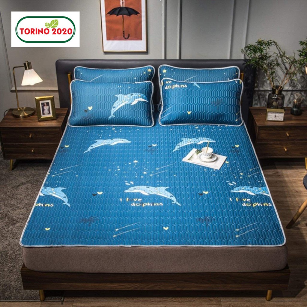 CHIẾU ĐIỂU HÒA 3D CAO CẤP [ thông minh ga trải giường đủ size tặng 2 vỏ gối cùng màu ]