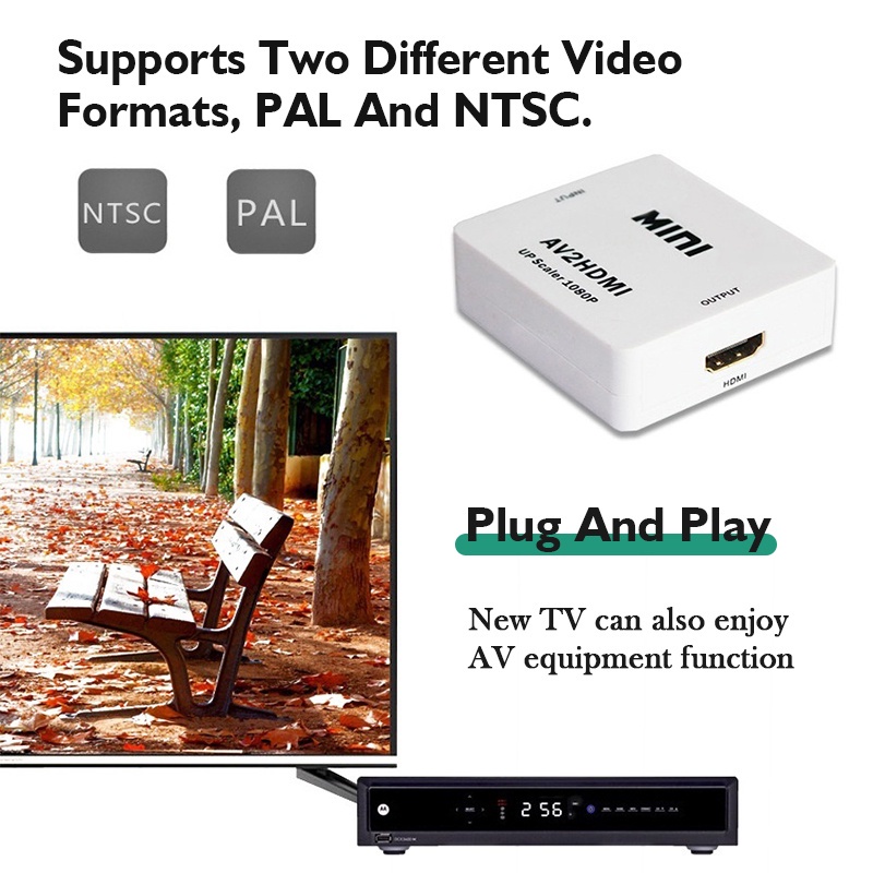 Đầu Chuyển Đổi AV RCA Sang HDMI CVBS AV2HDMI Cổng USB 1080P Cho TV / PS1 / PS2 / DVD / PAL / NTSC