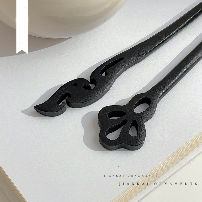 Trâm Cài Tóc Bằng Gỗ Mun Làm Thủ Công Phong Cách Retro Đơn Giản Cho Nữ