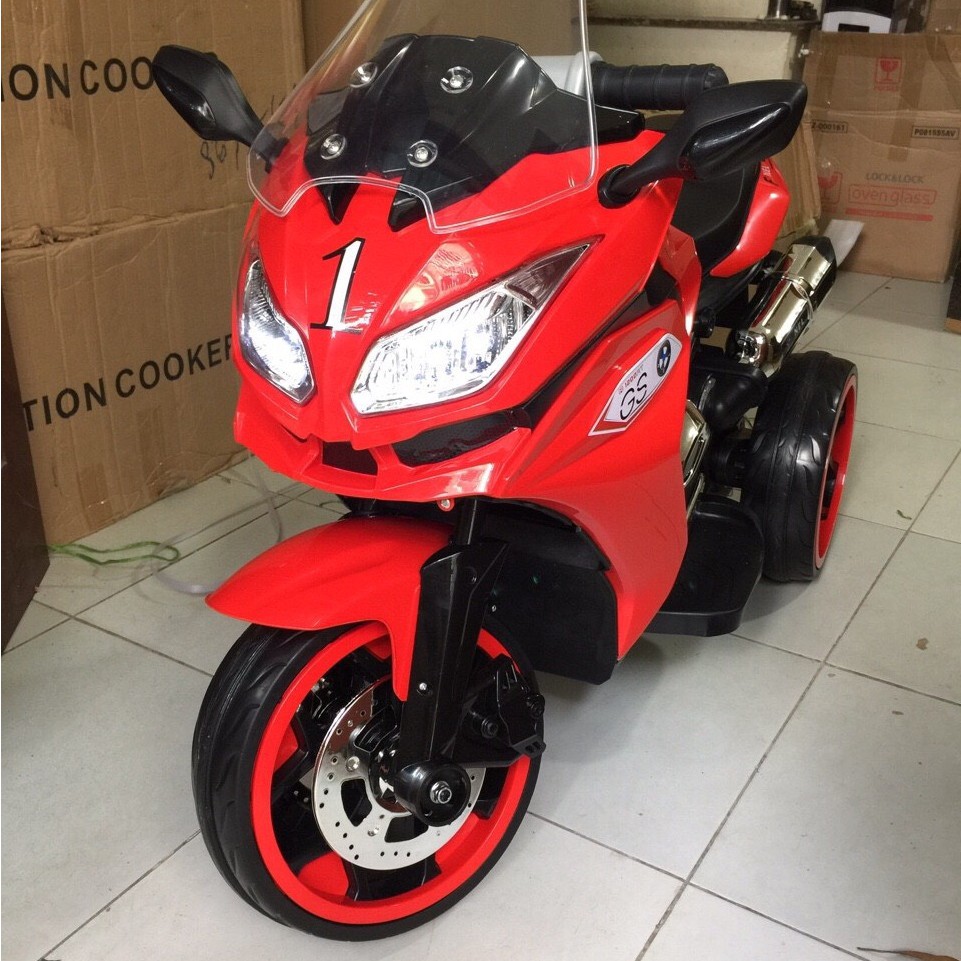 Xe máy điện KIDVIET-PRO NEL GS1300 đồ chơi đạp ga cho bé vận động (Đỏ-Xanh-Trắng)