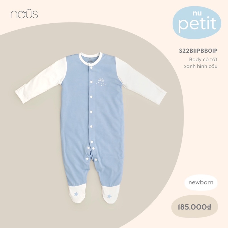 Nous -  Body Sơ Sinh Petit liền tất mềm mịn, thun giãn S611