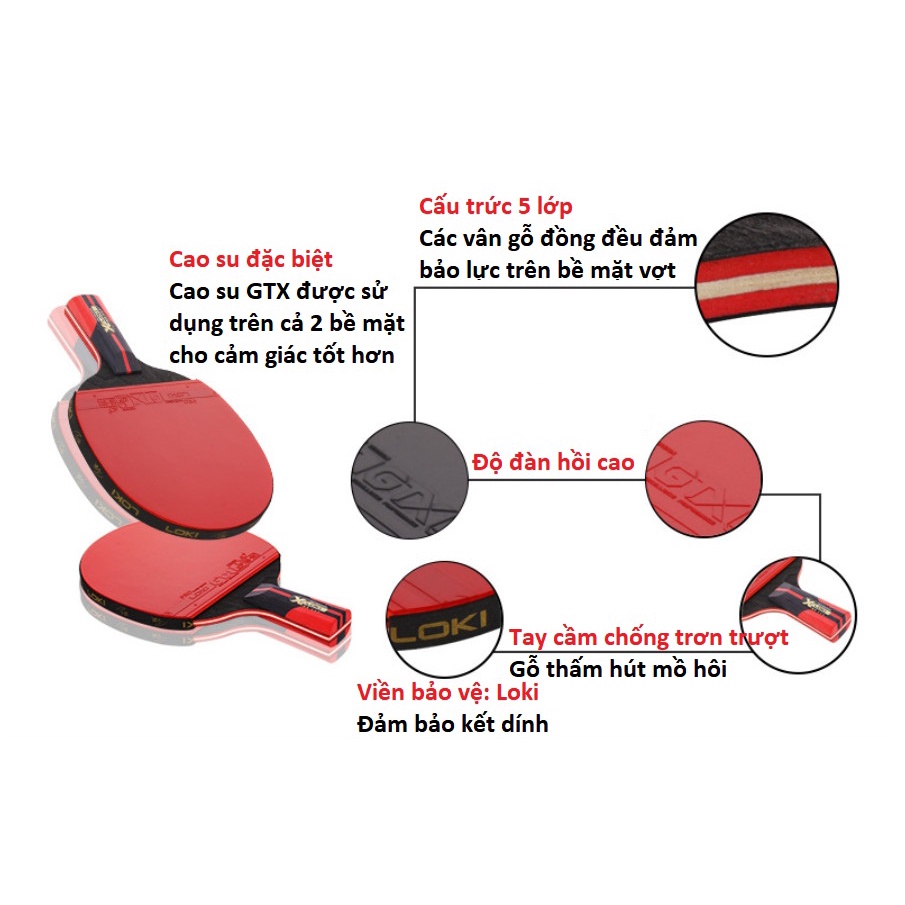 Vợt bóng bàn Loki X-3 cán dài ( 1 chiếc) ( 1 đổi 1 trong 7 ngày)