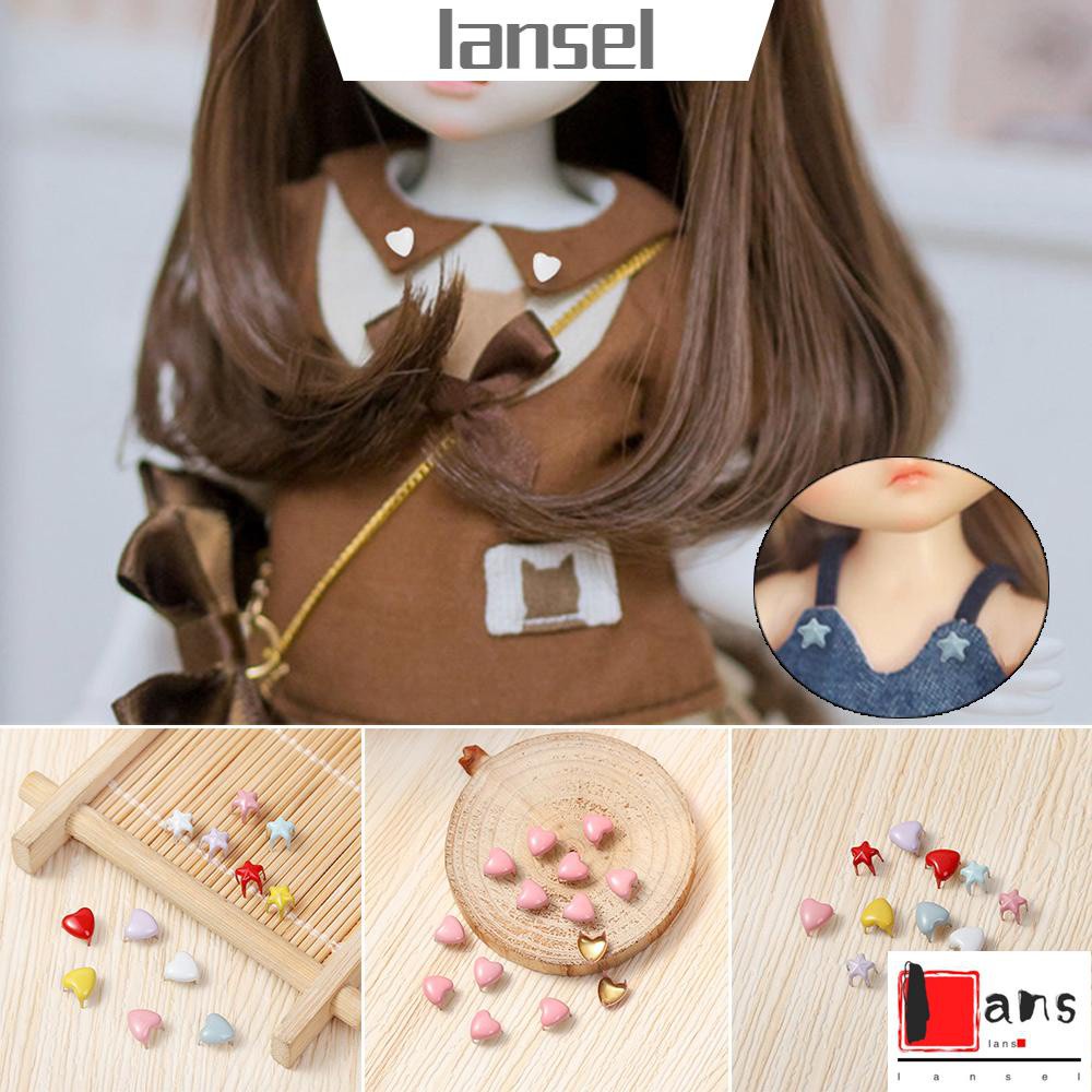 ❤LANSEL❤ 20Pcs 5/6mm Love Buttons Buckles Handmade Sewing Accessories Doll Clothing Mini Star Buckles Colorful Heart Buckles Decor/Multicolor