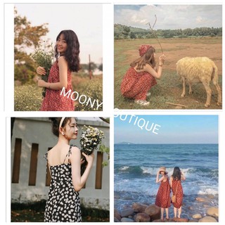 Váy 2 Dây Hoa Nhí Tiểu Thư ⚡ Đầm Hai Dây Nữ Dáng Suông Siêu Xinh Kèm Ảnh Thật