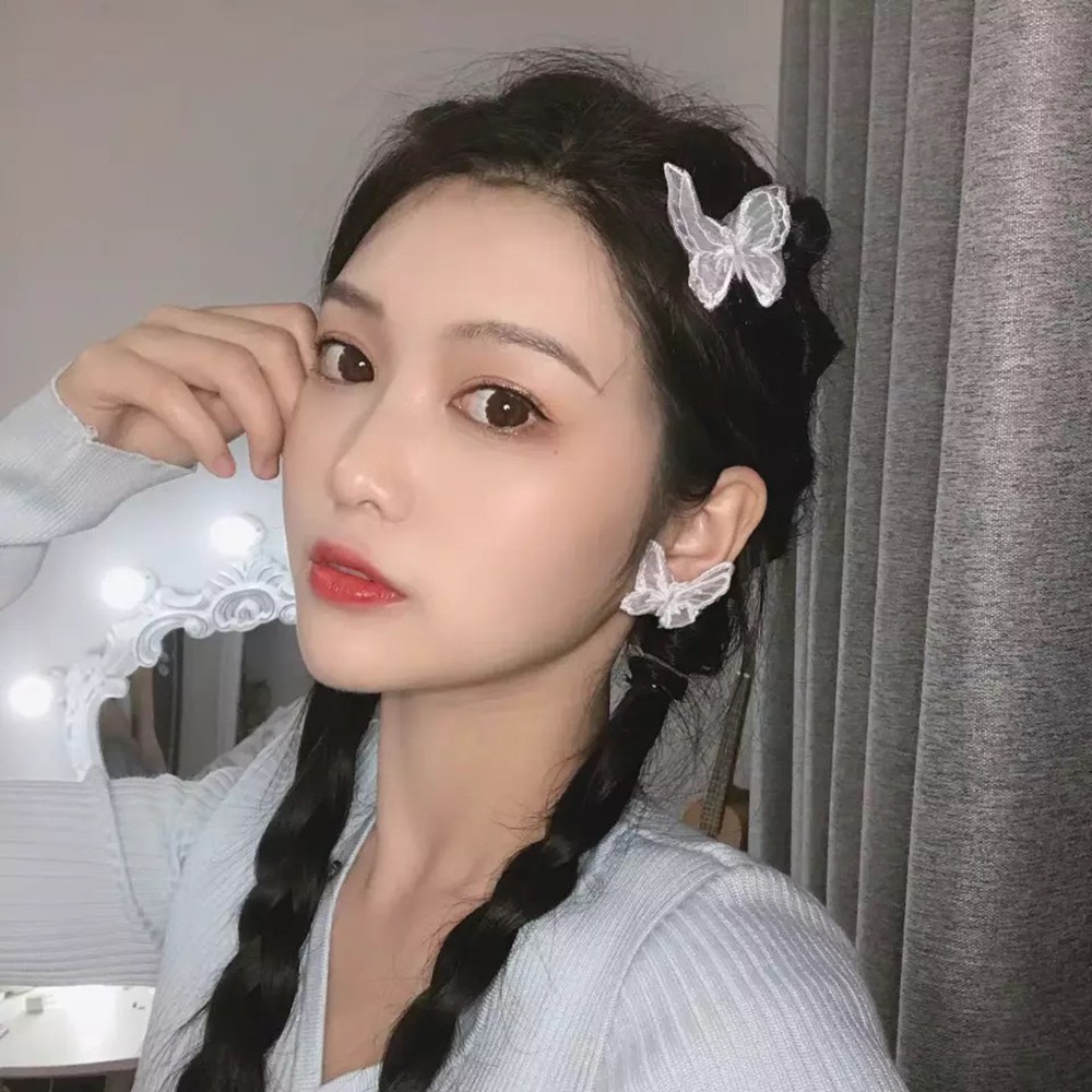 (Hàng Mới Về) Kẹp Tóc Ren Hình Bướm Nhiều Màu Sắc Thời Trang Cho Nữ