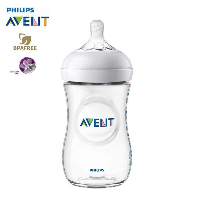 Bình sữa cho bé Philips Avent Natural chính hãng 125ml / 260ml - nhựa PP cổ rộng mô phỏng tự nhiên. (Bình Tách Set)