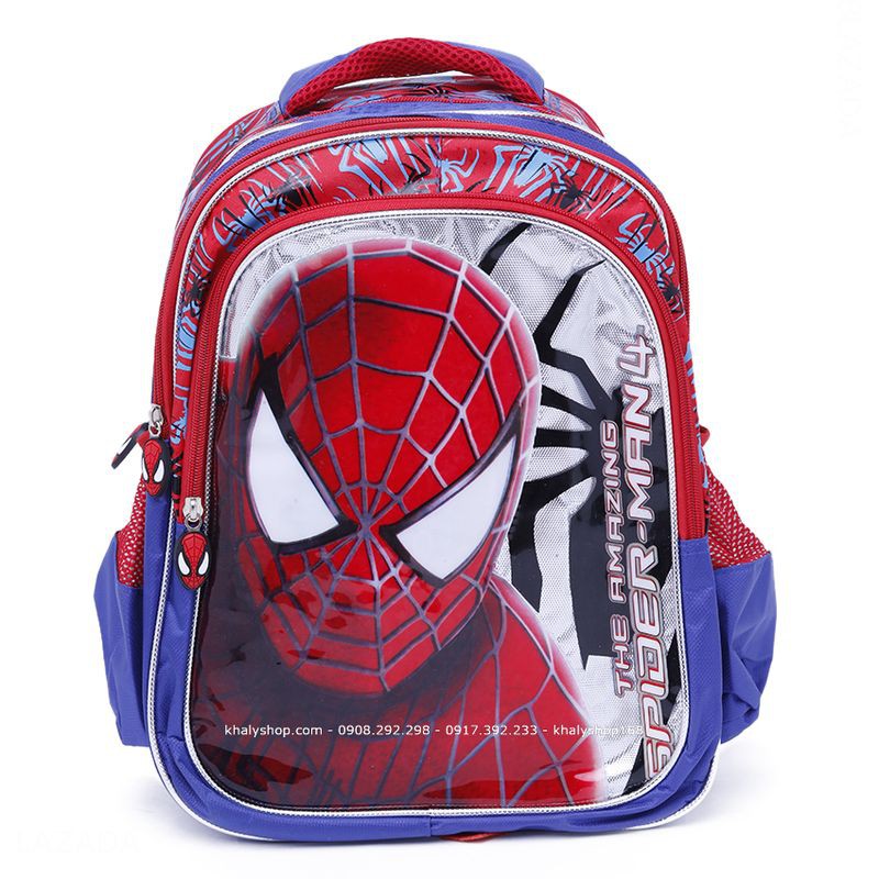 Balo trẻ em 14'' - 16'' hình người nhện Spiderman màu xanh đỏ dành cho học sinh ,bé trai