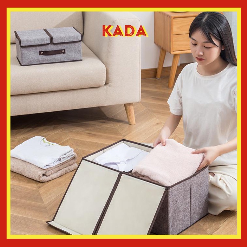 Hộp Vải Đựng Quần Áo Tiện Lợi, Thùng Đựng Quần Áo 2 Ngăn Có Nắp Đa Năng