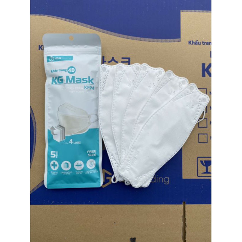 Khẩu Trang 4D KG Mask Loại KF94 4 Lớp Kháng Khuẩn 1 Túi 5 Chiếc