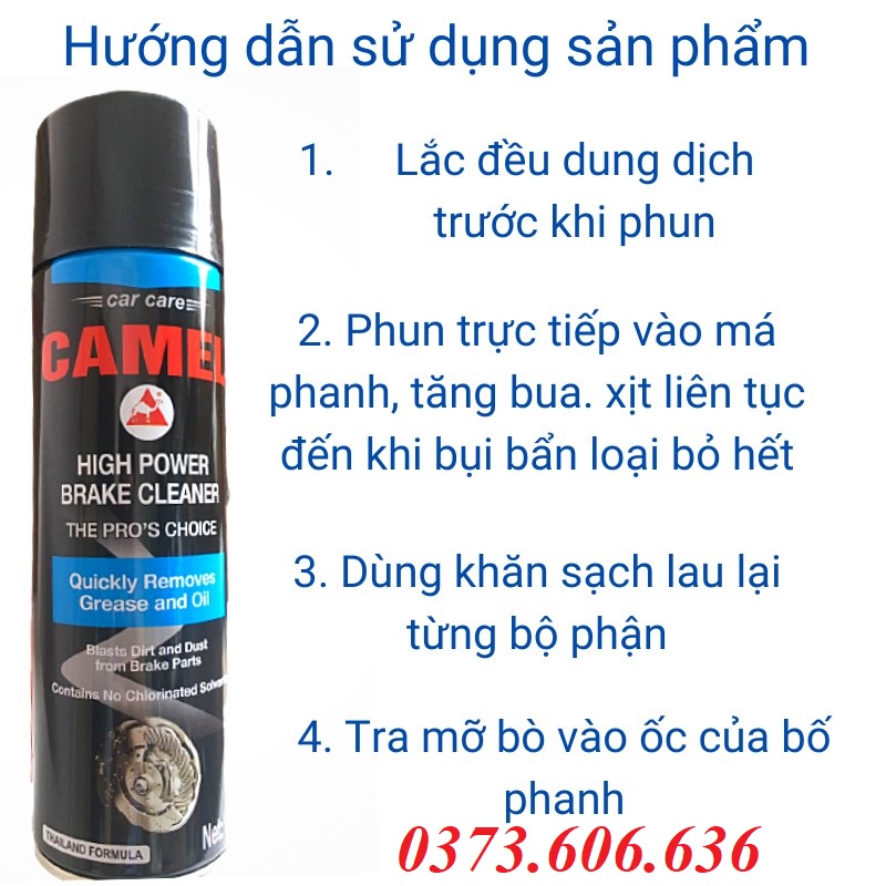 Tẩy vệ sinh Má Phanh và Bố Thắng ô tô , xe máy hàng chính hãng lạc đà Camel
