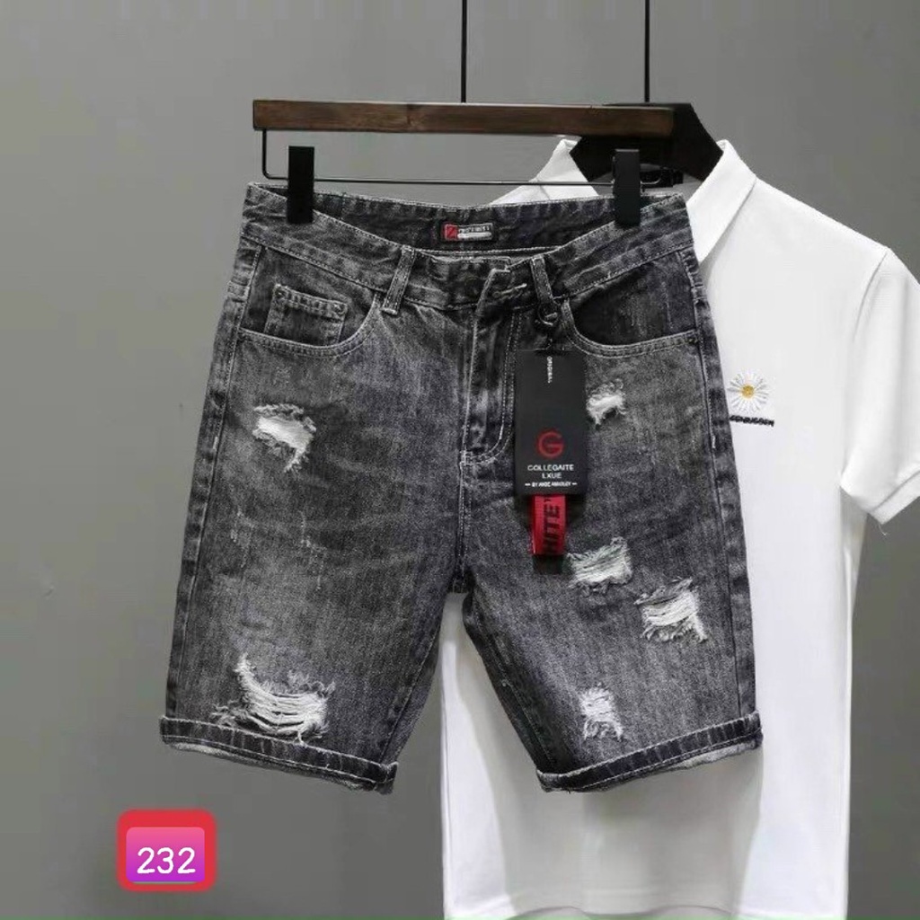 Quần Short Jean Đùi Ngắn Rin Nam Xanh Rách Co Giãn 4 chiều M225