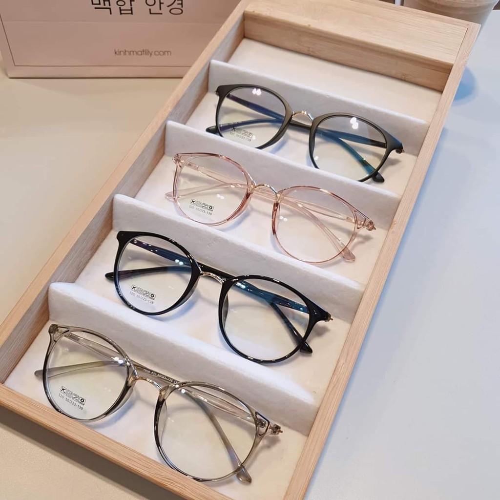 Kính mắt giả cận nam nữ mặt tròn gọng dẻo Hàn Quốc chống ánh sáng xanh hiệu quả - 209