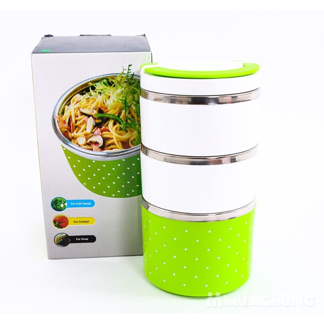 Camen 3 tầng chấm bi - Hộp cơm cao cấp | BigBuy360 - bigbuy360.vn