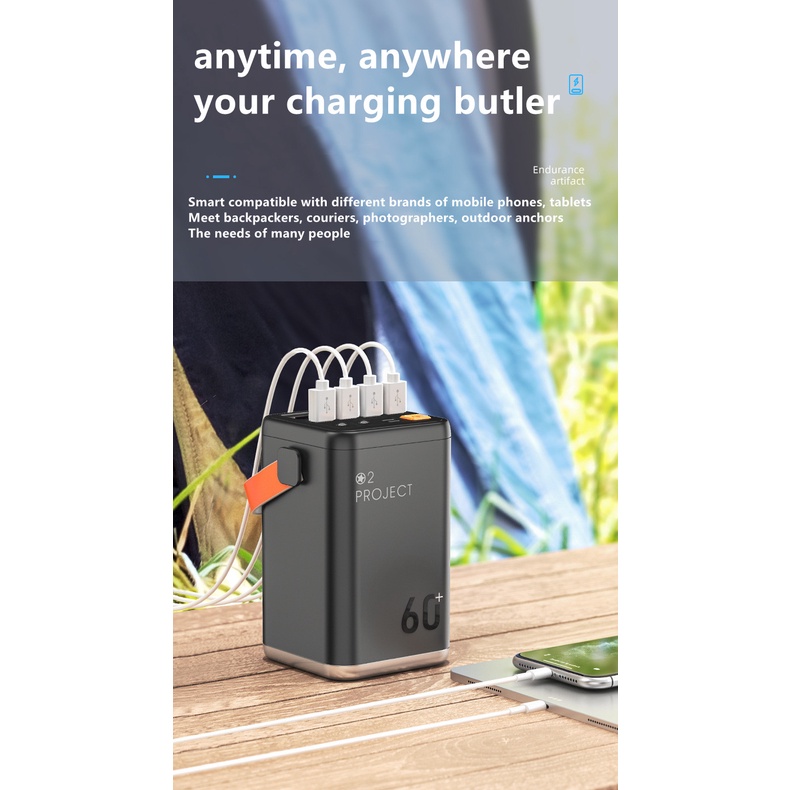 Pin Sạc Dự Phòng 60000Mah Có Màn Hình Hiển Thị Kỹ Thuật Số 18WPD Sạc Nhanh Tiện Dụng