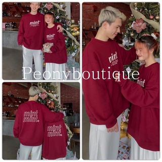 Áo Nỉ Mint Đỏ PEONYB Unisex  Sweater form rộng tay bồng, hoodie cổ tròn in hình vintage cá tính Ulzzang