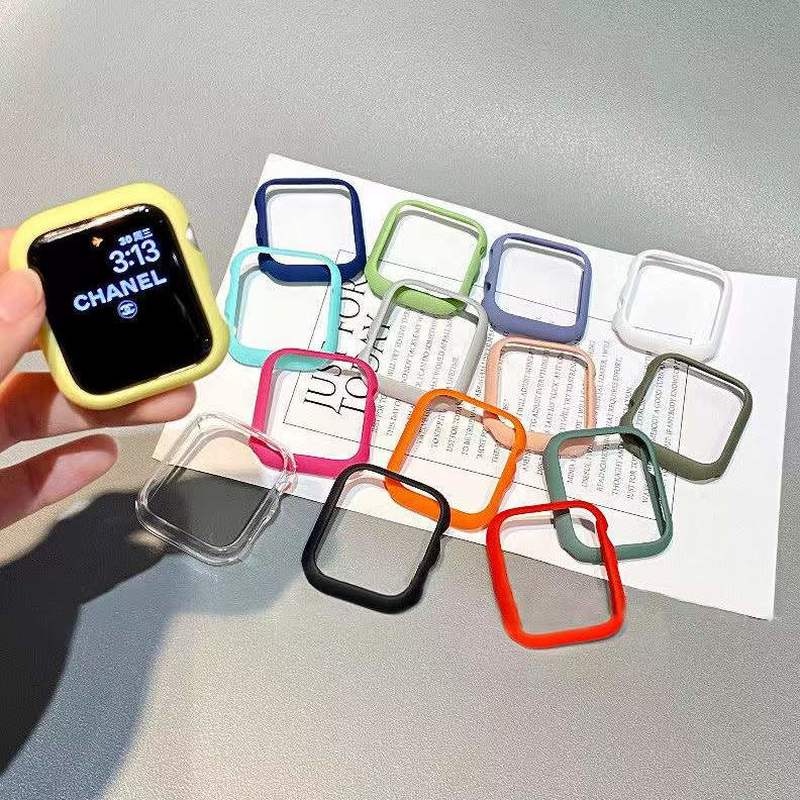 Ốp Điện Thoại PC Siêu Mỏng Màu Kẹo Cho apple watch series 7 6 SE 5 4 3 45MM 41Mm