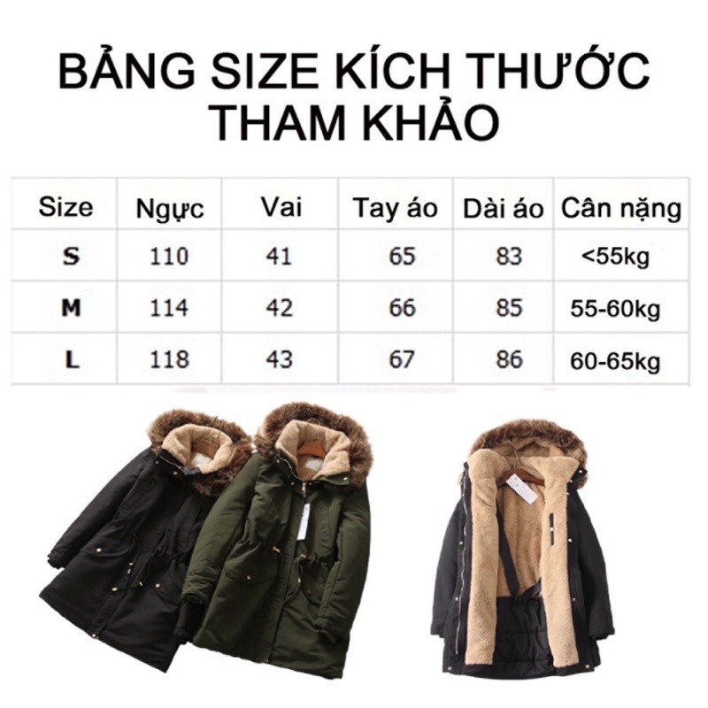 Áo khoác parka nữ lót lông siêu đẹp cực ấm Áo khoác đại hàn hàng xuất VIP Sẵn