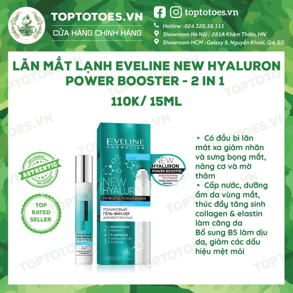 Lăn mắt lạnh Eveline B5 Hyaluron Clinic - 3 in 1 giảm thâm, bọng, nhăn da mắt