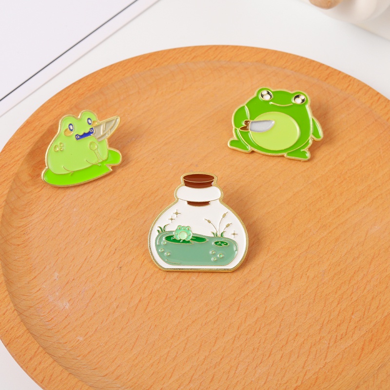 Ghim Cài Áo Kim Loại Hình Chú Ếch Hoạt Hình Sáng Tạo