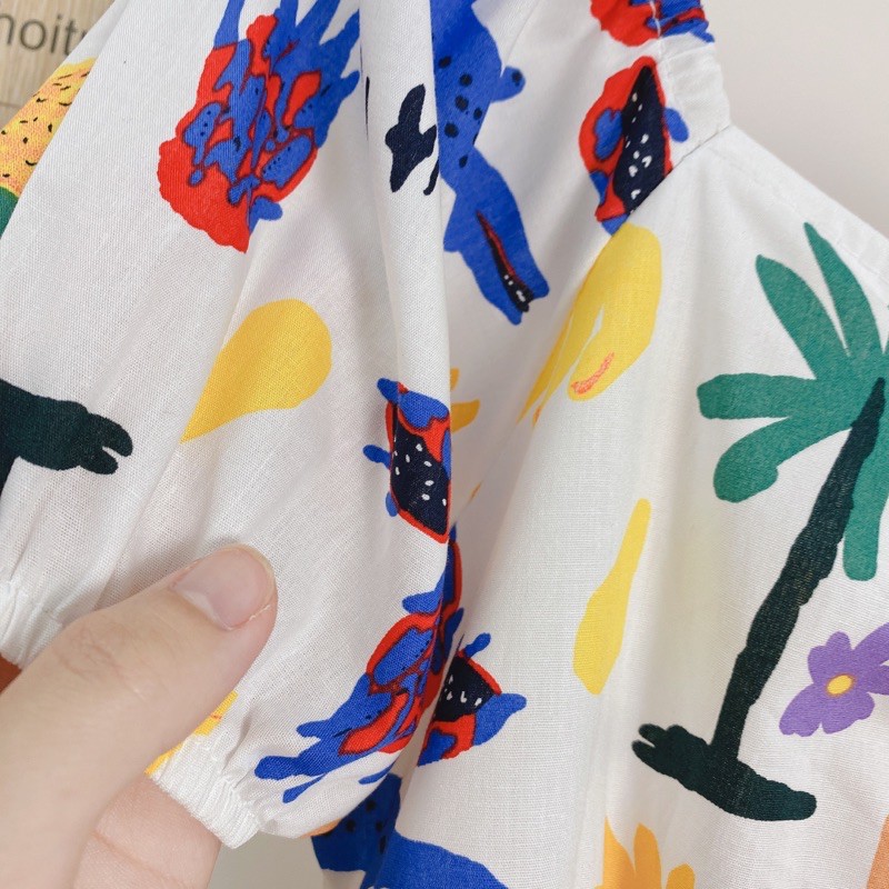 Đầm Babydoll Nữ Cổ Vuông Họa Tiết 🦋 Váy Nữ Cộc Tay Dáng Xòe 🦋 | BigBuy360 - bigbuy360.vn