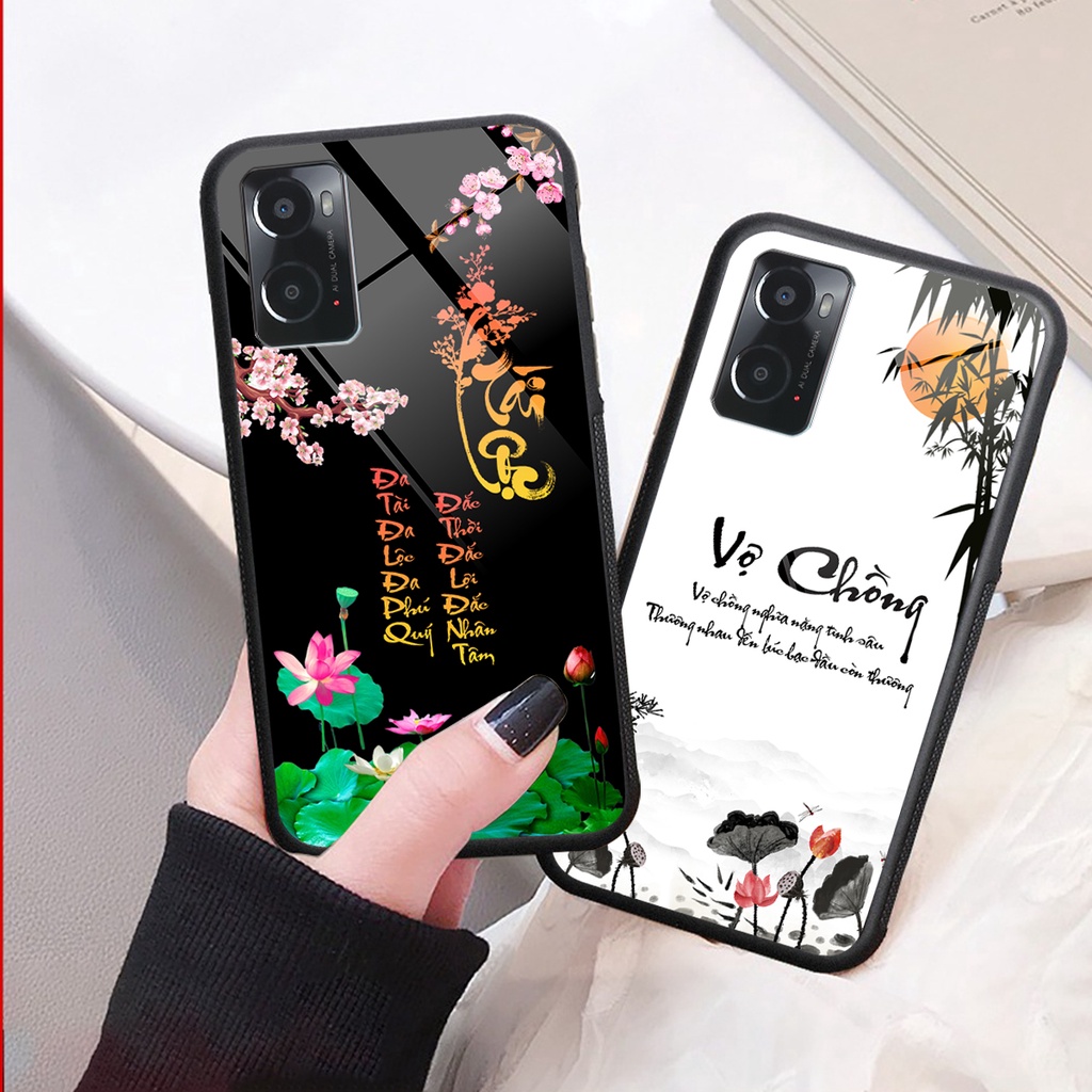 Ốp lưng KÍNH Oppo A36 / A76 / A96 4G in hình 3D TÀI LỘC-TÂM AN -MÃ ĐÁO