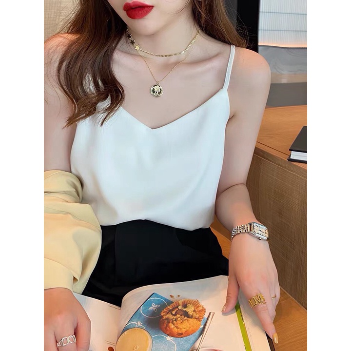 Áo 2 dây lụa hàn cao cấp KOALA, áo lụa 2 dây nữ đẹp cổ V siêu đẹp- HD05 | BigBuy360 - bigbuy360.vn