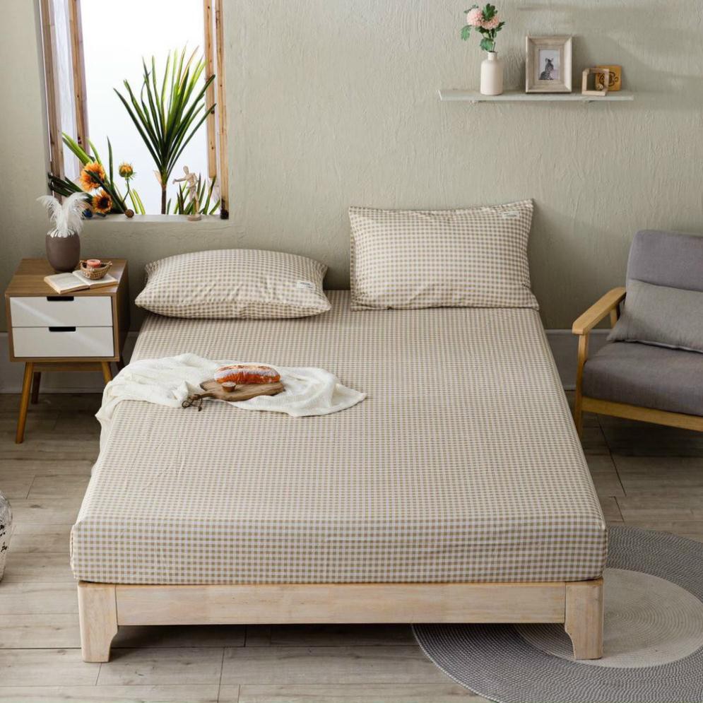 Set ga gối cotton tici kẻ _ ga gối Hàn Quốc đủ size đủ màu miễn phí bo chun